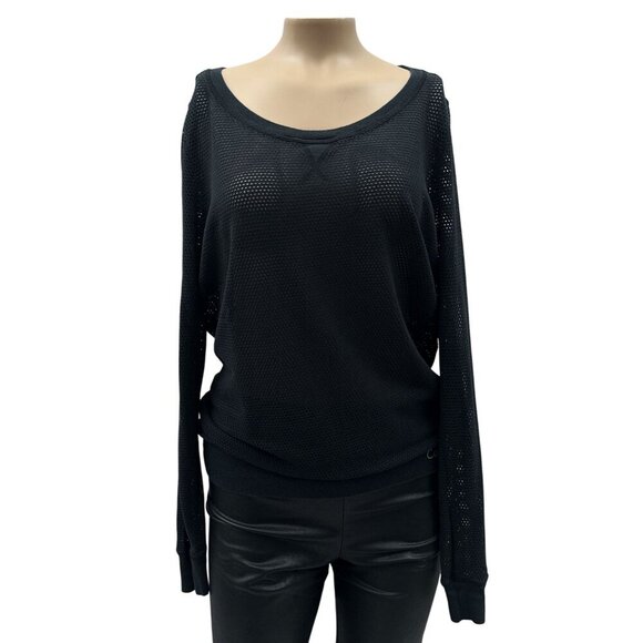 Calvin‎ Klein Performance Black Mesh Long Sleeve Pullover Top Quick-Dry Women S - Picture 1 of 11